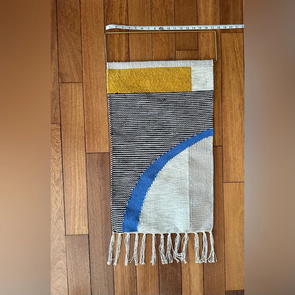 Abstract Woven Wall Hanging with Fringe